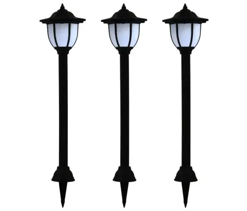 Saulės Energija Įkraunami Lauko Led Šviestuvai, 3Vnt., Juodi