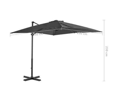 Gembinis Skėtis Su Aliuminio Stulpu, Antracito, 250X250Cm