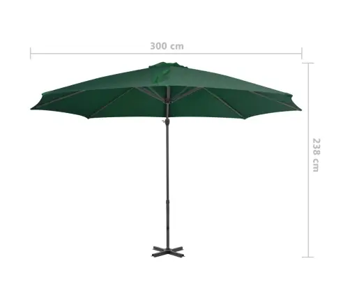 Konsooldisainiga Päikesevari, Alumiiniumpost, 300 cm Roheline