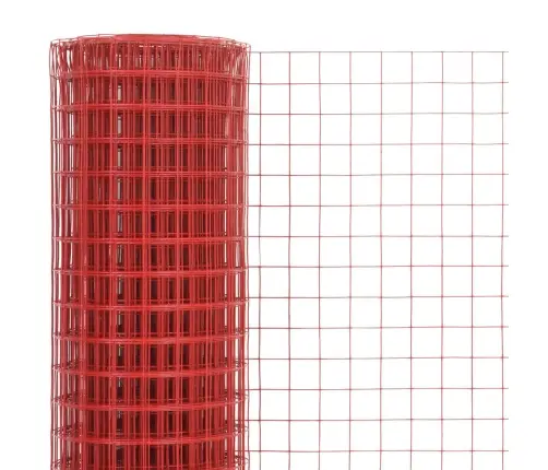 Stiepļu Žogs, Tērauds Ar Pvc Pārklājumu, 25X0,5 M, Sarkans Vidaxl