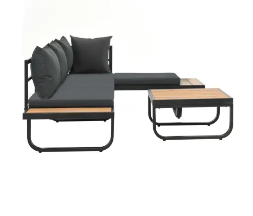 Divdaļīgs Dārza Mēbeļu Komplekts Ar Matračiem, Alumīnijs, Wpc Vidaxl