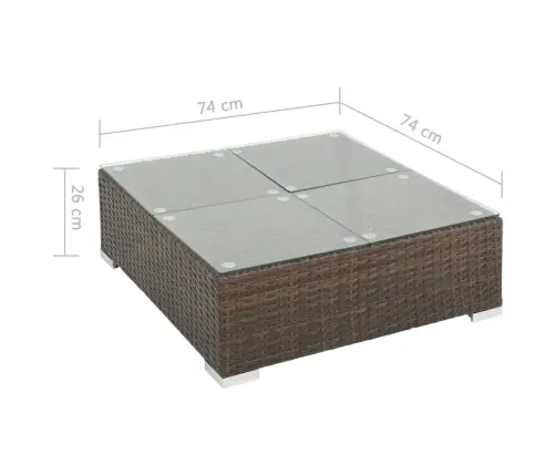 7-Osaline Aiamööblikomplekt Patjadega, Polürotang, Pruun