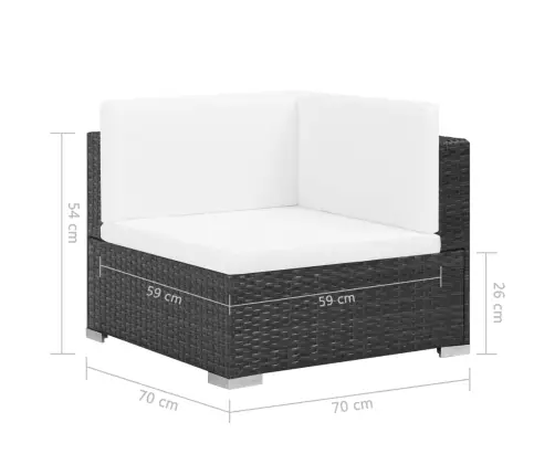 7-Daļīgs Dārza Atpūtas Mēbeļu Komplekts Ar Matračiem, Pe, Melns Vidaxl