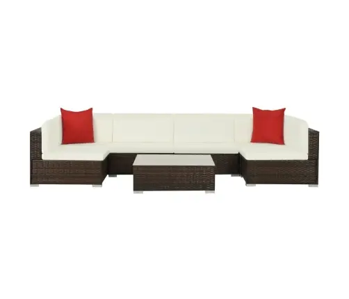 Sodo Poilsio Baldų Komplektas Su Pag., 7D., Rud. Sp., Polir.