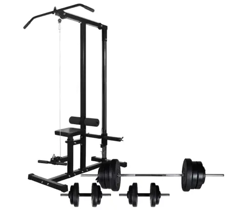 Spēka Stacija Ar Hantelēm Un Svaru Stieni, 60,5 Kg Vidaxl