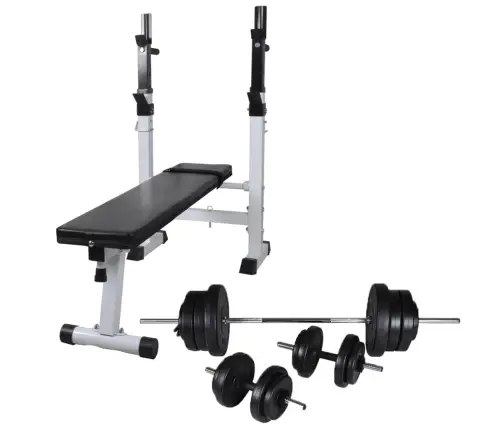 Treniņu Sols Ar Statīvu, Hantelēm Un Stieni, 60,5 Kg Vidaxl