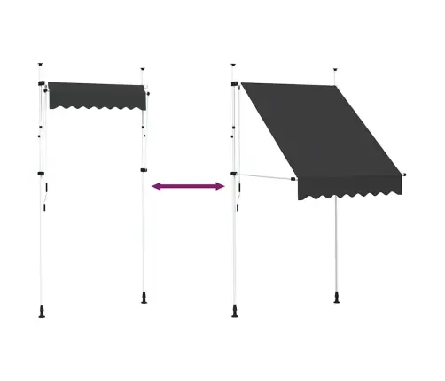 Markīze, Antracītpelēka, 150 Cm, Manuāli Darbināma, Sarullējama Vidaxl