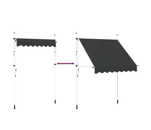 Käsitsi Kokkupandav Varikatus, 200 cm Antratsiit