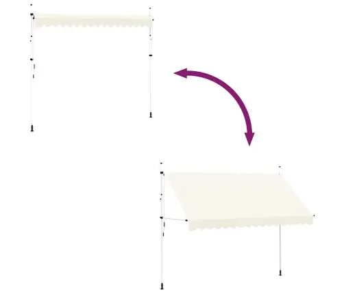 Markīze, Krēmkrāsā, 350 Cm, Manuāli Darbināma, Sarullējama Vidaxl