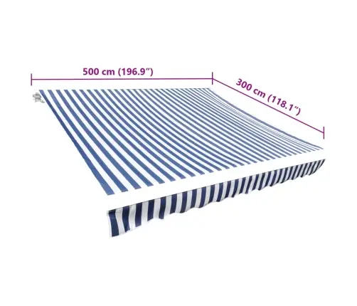Markīzes Jumts, Zils Ar Baltu, 500X300 Cm Vidaxl
