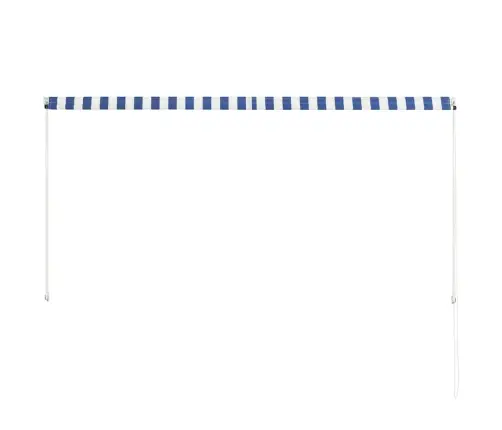 Markīze, 250X150 Cm, Sarullējama, Zila Ar Baltu Vidaxl