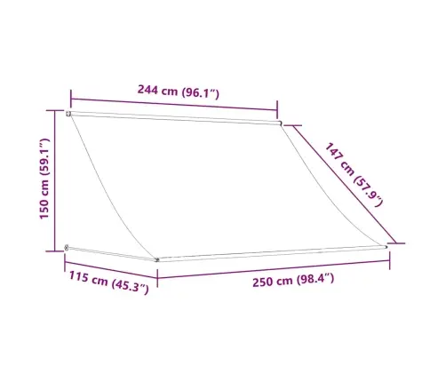 Markīze, 250X150 Cm, Sarullējama, Zila Ar Baltu Vidaxl