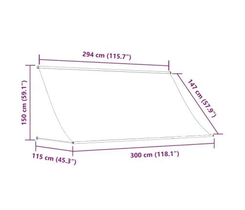 Sissetõmmatav Varikatus, 300 X 150 cm Sinine Ja Valge