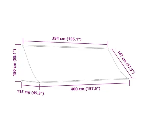 Ištraukiama Markizė, Mėlynos Ir Baltos Spalvos, 400X150Cm