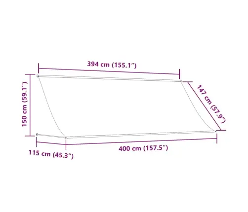 Markīze, 400X150 Cm, Sarullējama, Dzeltena Ar Baltu Vidaxl