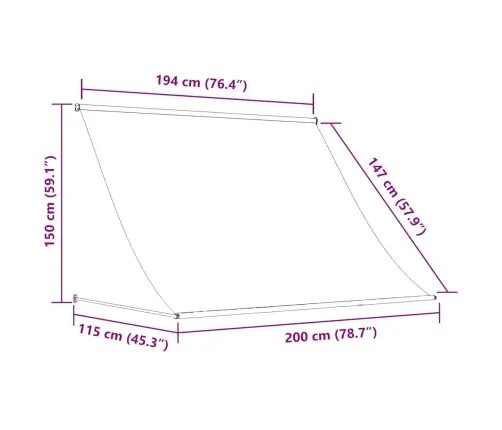 Ištraukiama Markizė, Antracito Spalvos, 200X150Cm
