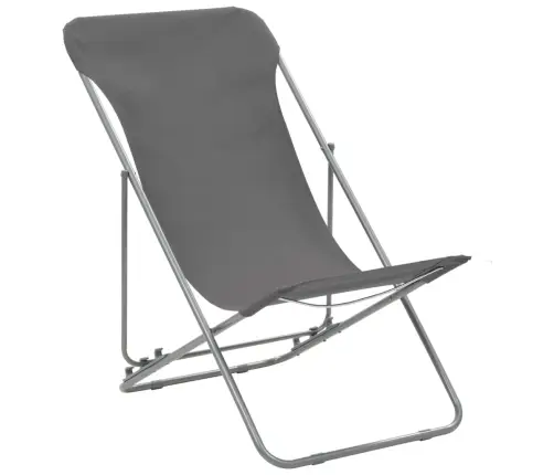 Saliekami Pludmales Krēsli, 2 Gab., Tērauds, Audums, Pelēki Vidaxl