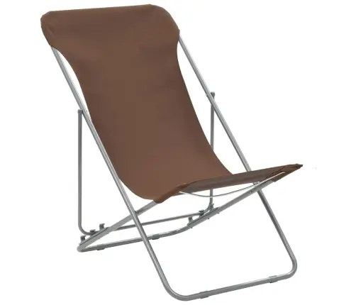 Saliekami Pludmales Krēsli, 2 Gab., Tērauds, Audums, Brūni Vidaxl