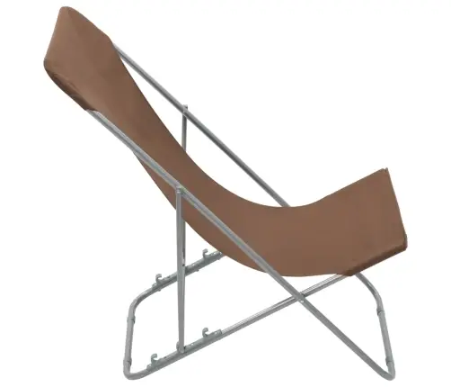 Saliekami Pludmales Krēsli, 2 Gab., Tērauds, Audums, Brūni Vidaxl