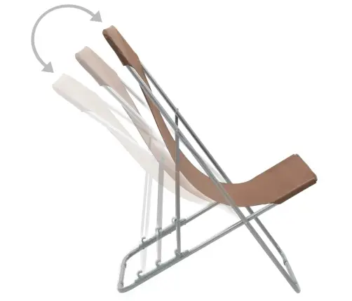 Saliekami Pludmales Krēsli, 2 Gab., Tērauds, Audums, Brūni Vidaxl