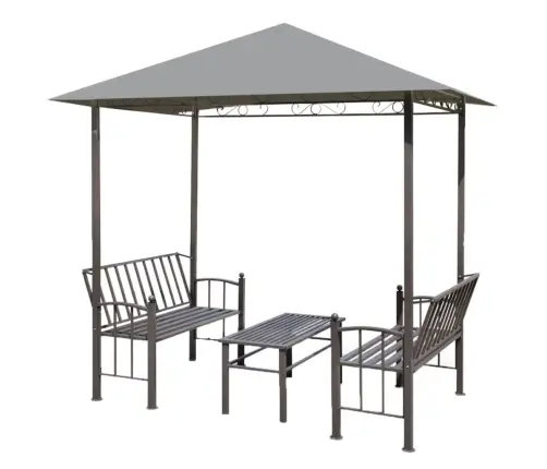 Dārza Nojume Ar Galdu Un Soliem, 2,5X1,5X2,4 M, Pelēka Vidaxl