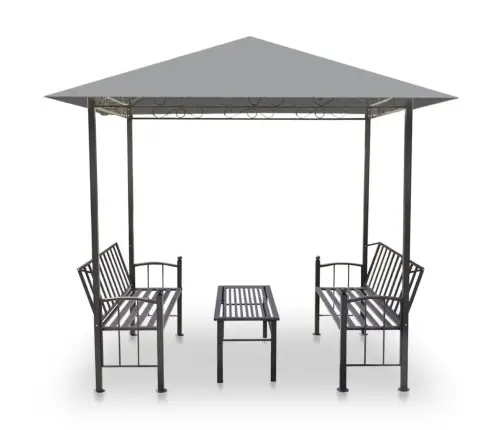 Dārza Nojume Ar Galdu Un Soliem, 2,5X1,5X2,4 M, Pelēka Vidaxl