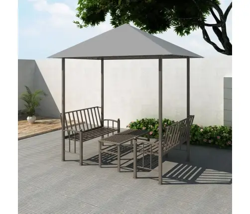 Dārza Nojume Ar Galdu Un Soliem, 2,5X1,5X2,4 M, Pelēka Vidaxl