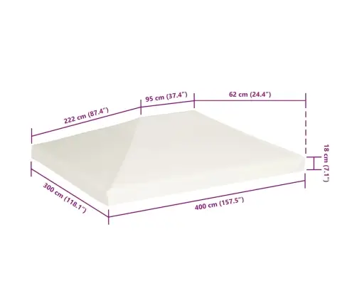 Viršutinis Pavėsinės Uždangalas, Kreminės Baltos, 4X3M