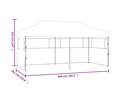 Kokkupandav Pop-Up Peotelk Külgseintega, 3 X 6 M Antratsiithall
