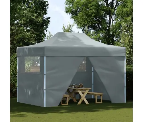 Saliekama Telts Ar 4 Sānu Sienām, Antracītpelēka, 3X4,5 M Vidaxl