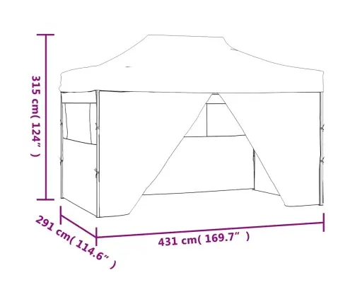 Saliekama Telts Ar 4 Sānu Sienām, Antracītpelēka, 3X4,5 M Vidaxl