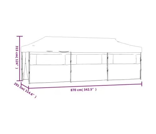 Kokkupandav Pop-Up Peotelk 8 Külgseinaga, 870X291X315 cm Sinine