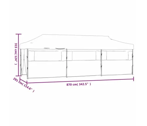 Kokkupandav Pop-Up Peotelk 8 Külgseinaga 870X291X315 Cm Antratsiithall