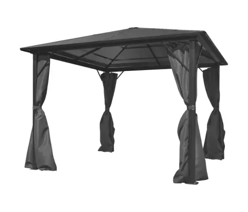 Dārza Nojume Ar Aizkariem, Antracītpelēka, Alumīnijs, 300X300Cm Vidaxl