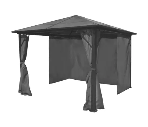 Dārza Nojume Ar Aizkariem, Antracītpelēka, Alumīnijs, 300X300Cm Vidaxl