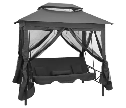 Dārza Šūpuļsols Ar Jumtiņu, Antracītpelēks, 220X160X240 Cm Vidaxl