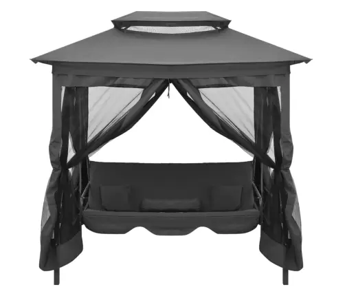 Dārza Šūpuļsols Ar Jumtiņu, Antracītpelēks, 220X160X240 Cm Vidaxl