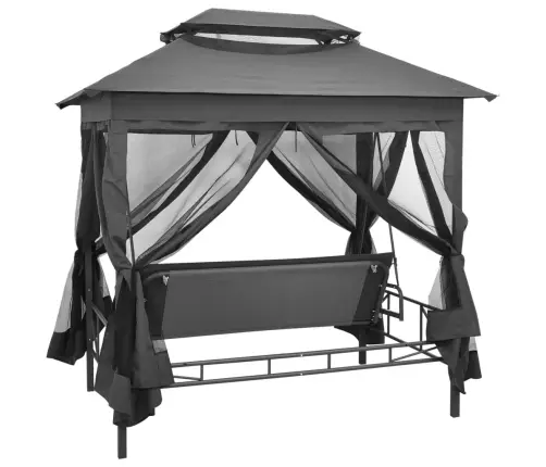Dārza Šūpuļsols Ar Jumtiņu, Antracītpelēks, 220X160X240 Cm Vidaxl