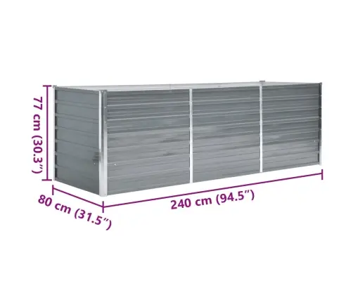 Augstā Puķu Kaste, Cinkots Tērauds, 240X80X77 Cm, Pelēka Vidaxl