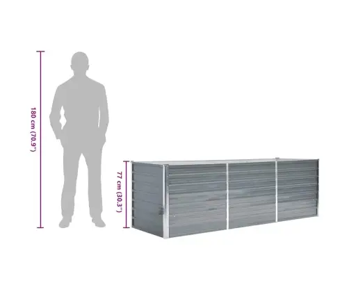 Augstā Puķu Kaste, Cinkots Tērauds, 240X80X77 Cm, Pelēka Vidaxl