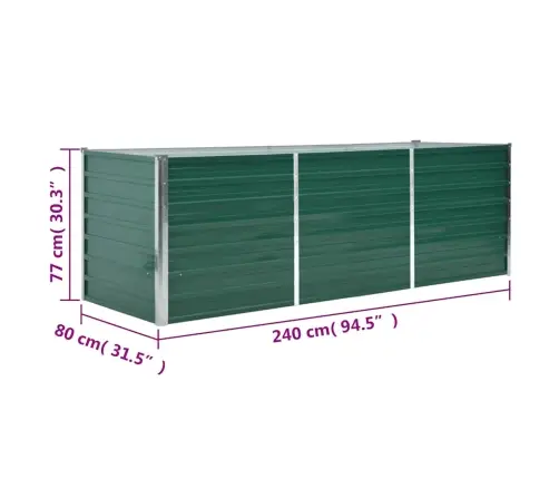 Augstā Puķu Kaste, Cinkots Tērauds, 240X80X77 Cm, Zaļa Vidaxl