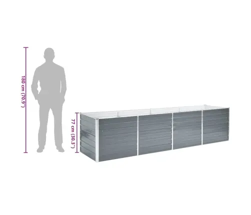 Augstā Puķu Kaste, Cinkots Tērauds, 320X80X77 Cm, Pelēka  Vidaxl