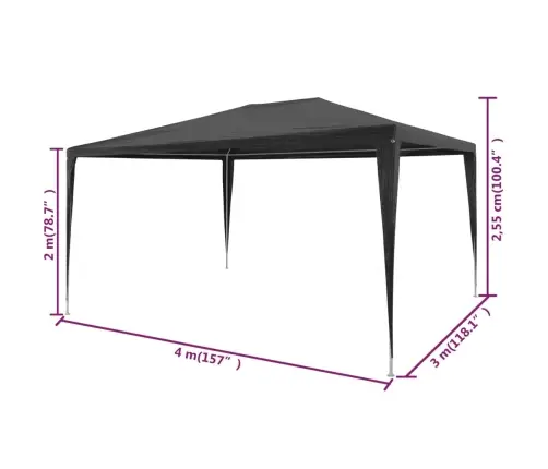 Dārza Nojume, Antracītpelēka, Pe, 3X4 M Vidaxl