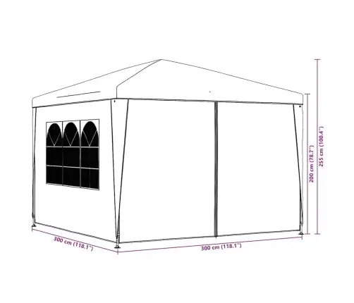 Svinību Telts, Balta, 3X3 M Vidaxl