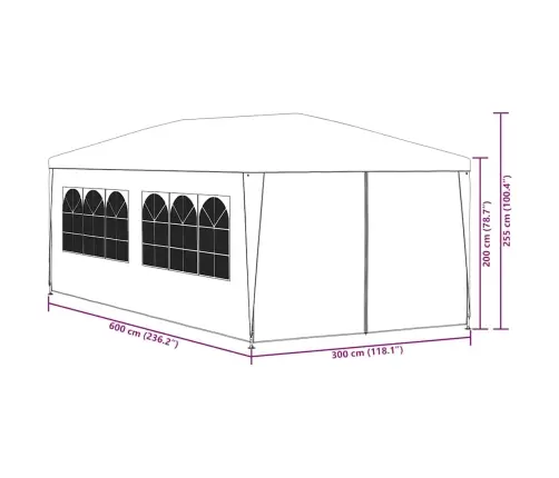 Svinību Telts, Antracītpelēka, 3X6 M Vidaxl