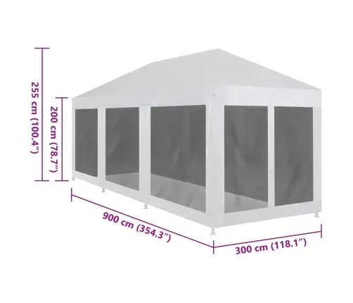 Svinību Telts Ar 8 Sieta Sienām, 9X3 M Vidaxl