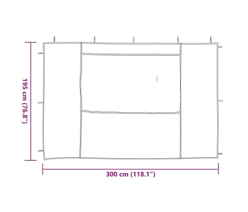 Proginės Palapinės Šon. Sien. Su Lang., 2 Vnt., Baltos, Pe