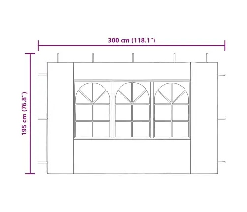 Proginės Palapinės Šon. Sien. Su Lang., 2 Vnt., Baltos, Pe