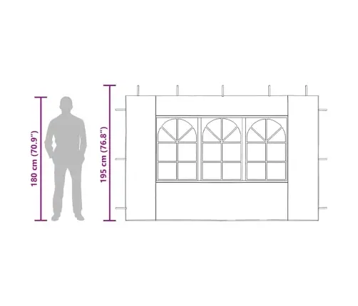 Proginės Palapinės Šon. Sien. Su Lang., 2 Vnt., Baltos, Pe