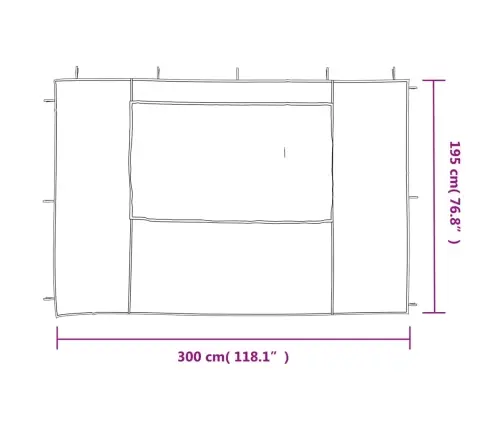Dārza Telts Sānu Sienas, 2 Gab., Ar Logiem, Pe, Zaļas Vidaxl